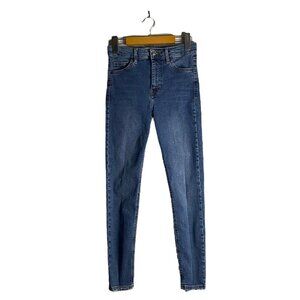 Topshop Women's Jaimie Medium Indigo Skinny Denim Jeans